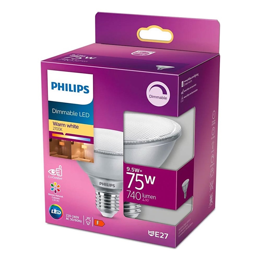 Lâmpada LED regulável Philips E27/9,5W/230V 2700K