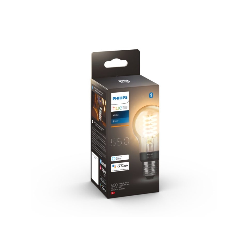 Lâmpada LED regulável Philips Hue WHITE FILAMENT A60 E27/7W/230V 2100K