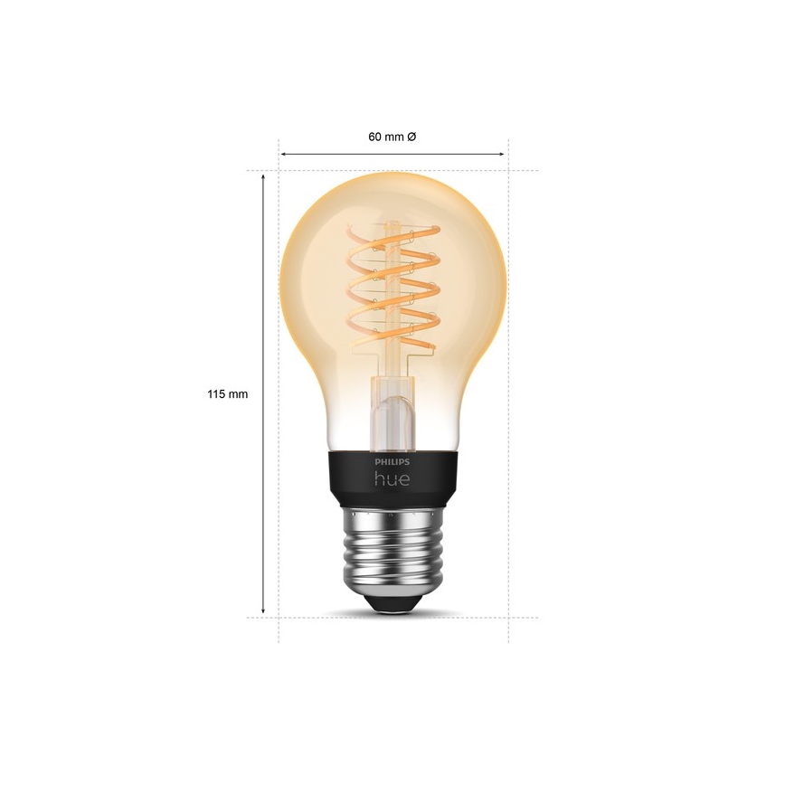 Lâmpada LED regulável Philips Hue WHITE FILAMENT A60 E27/7W/230V 2100K