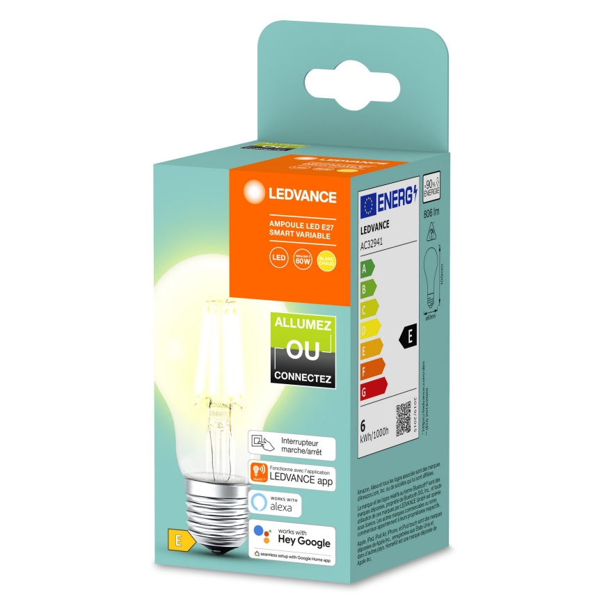 Lâmpada LED regulável SMART+ A60 E27/6W/230V 2700K  - Ledvance