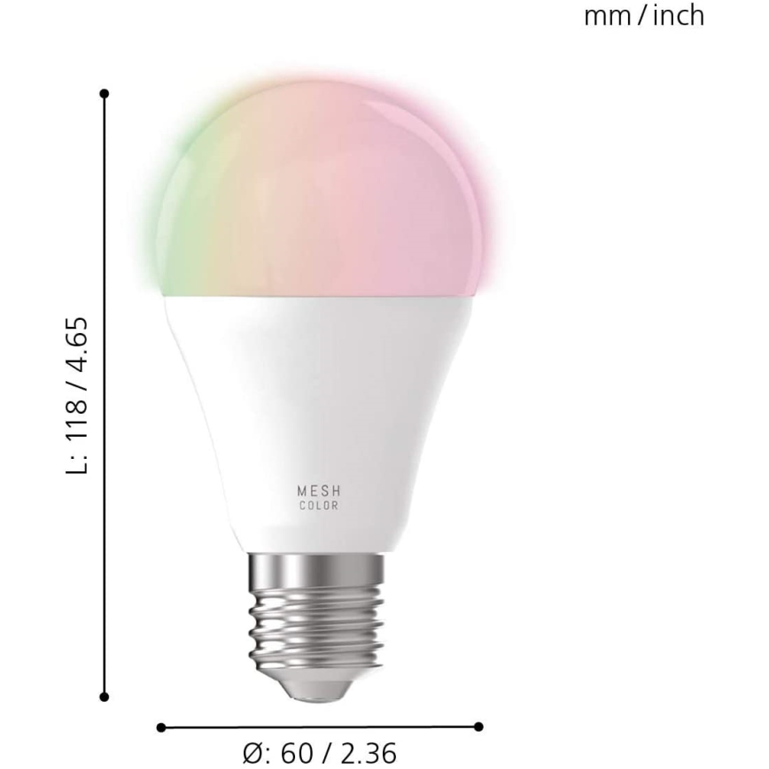 Lâmpada LED RGB com regulação CONNECT E27/9W - Eglo