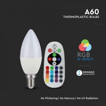 Lâmpada LED RGB com regulação E14/3,5W/230V 6400K + CR