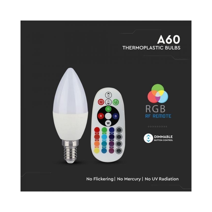 Lâmpada LED RGB com regulação E14/3,5W/230V 6400K + CR