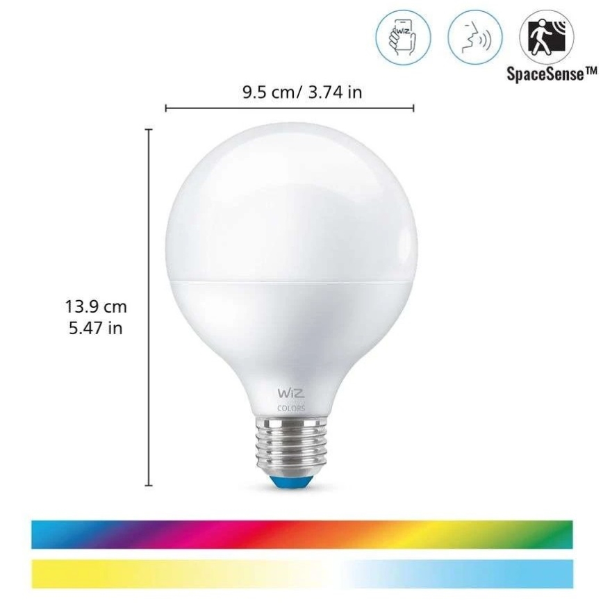 Lâmpada LED RGB com regulação G95 E27/11W/230V 2200-6500K Wi-Fi - WiZ