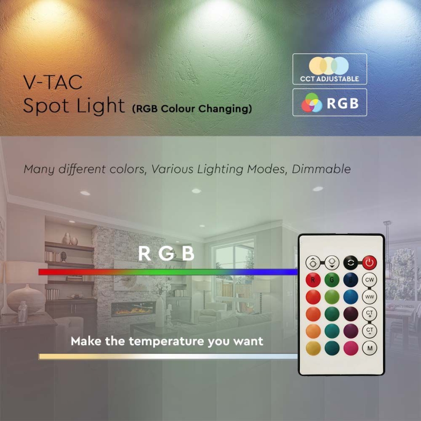 Lâmpada LED RGB com regulação GU10/4,8W/230V 3000K + controlo remoto