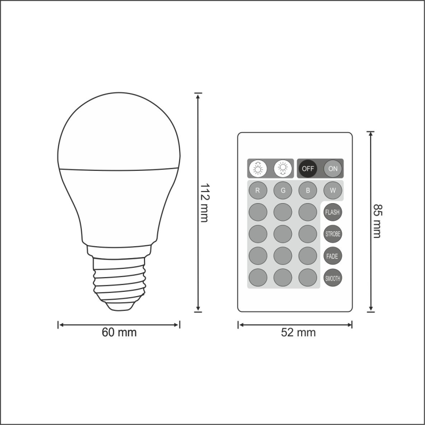 Lâmpada LED RGB E27/6W/230V com regulação de fluxo luminoso 3000K
