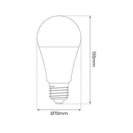 Lâmpada LED RGB Regulável A70 E27/11W/230V 2700-6500K Wi-Fi Tuya