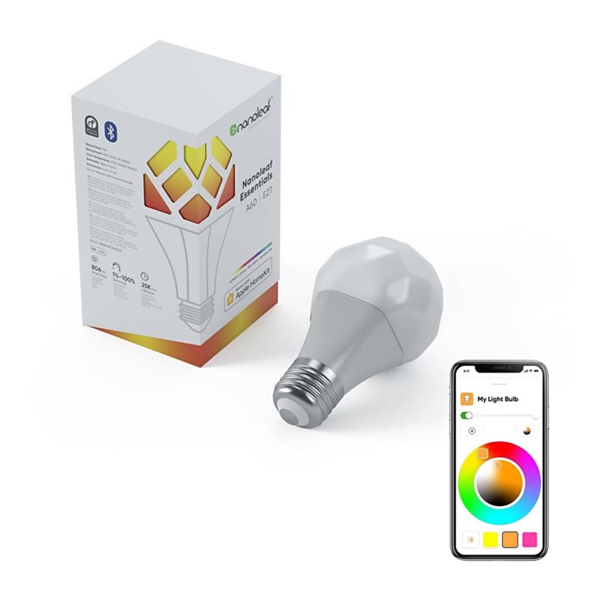 Lâmpada LED RGB regulável ESSENCIAIS A19 E27/8W/230V 2700-6500K - Nanoleaf