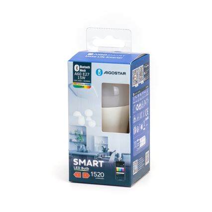 Lâmpada LED RGBW com regulação MESH Inteligente A60 E27/15W/230V 2700-6500K - Aigostar