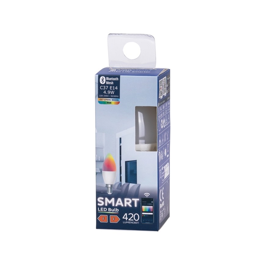 Lâmpada LED RGBW com regulação C37 E14/4,9W/230V 2700-6500K - Aigostar