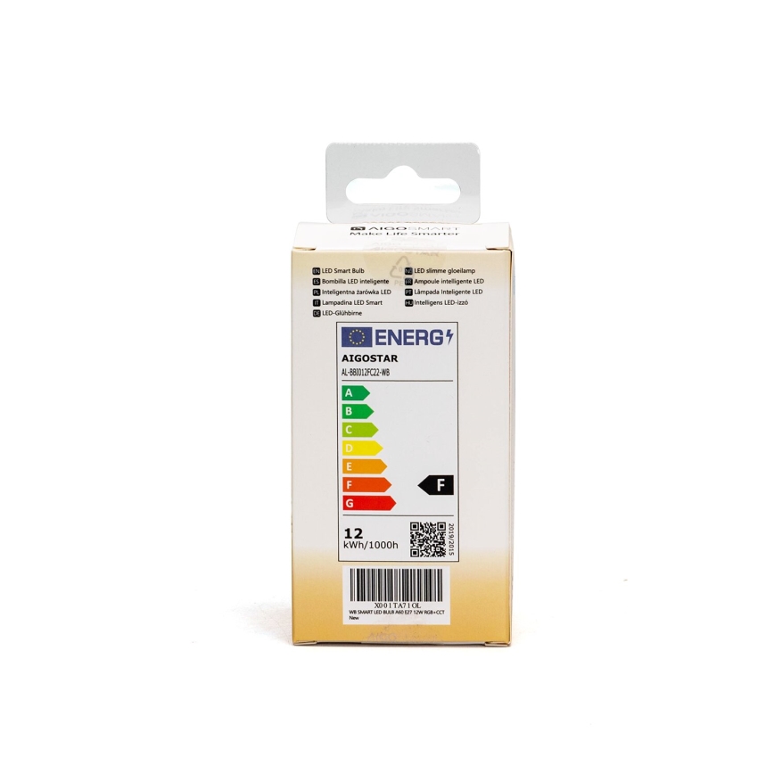 Lâmpada LED RGBW com regulação A60 E27/12W/230V 2700-6500K Wi-Fi - Aigostar