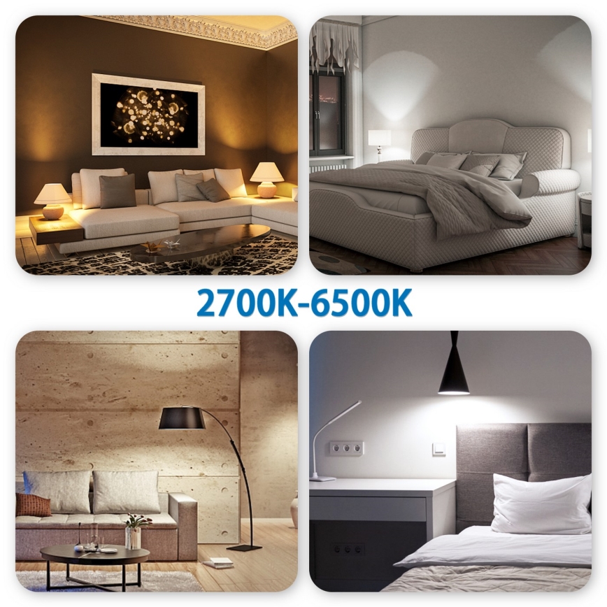 Lâmpada LED RGBW com regulação A60 E27/9W/230V 2700-6500K Wi-Fi - Aigostar