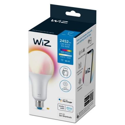 Lâmpada LED RGBW com regulação A80 E27/18,5W/230V 2200-6500K CRI 90 Wi-Fi - WiZ