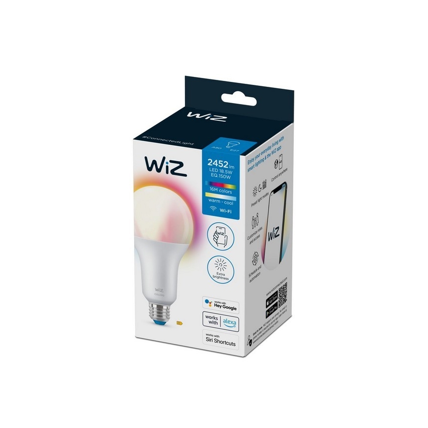 Lâmpada LED RGBW com regulação A80 E27/18,5W/230V 2200-6500K CRI 90 Wi-Fi - WiZ