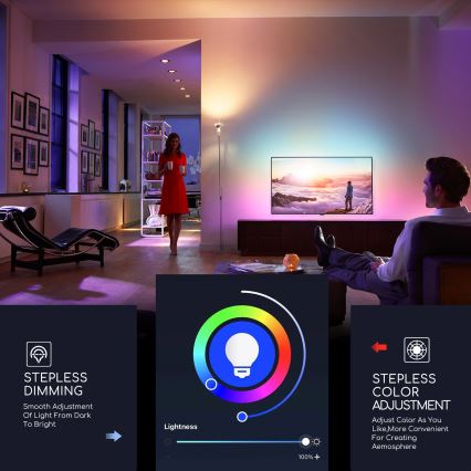 Lâmpada LED RGBW com regulação C37 E14/5W/230V 3000-6500K Wi-Fi - Aigostar