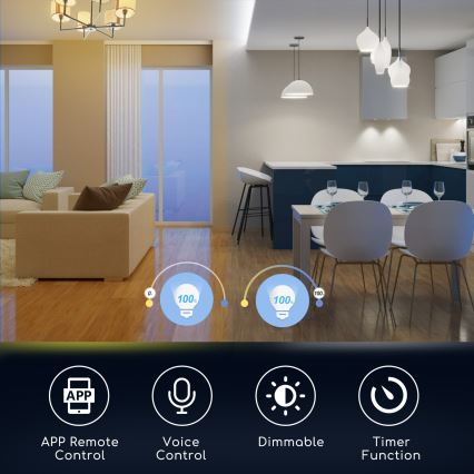Lâmpada LED RGBW com regulação C37 E14/5W/230V 3000-6500K Wi-Fi - Aigostar