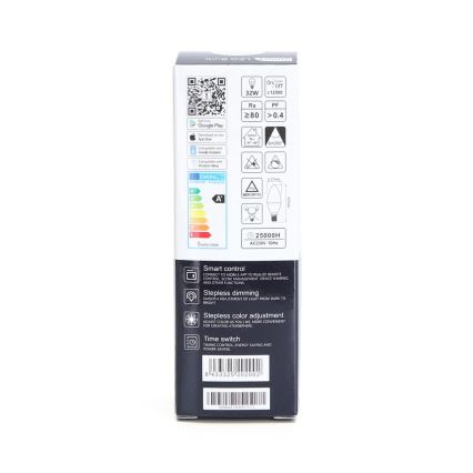 Lâmpada LED RGBW com regulação C37 E14/5W/230V 3000-6500K Wi-Fi - Aigostar