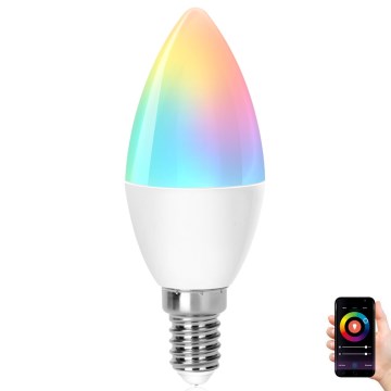 Lâmpada LED RGBW com regulação C37 E14/6,5W/230V 2700-6500K Wi-Fi - Aigostar