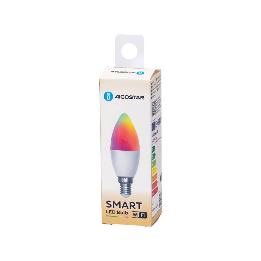 Lâmpada LED RGBW com regulação C37 E14/6,5W/230V 2700-6500K Wi-Fi - Aigostar
