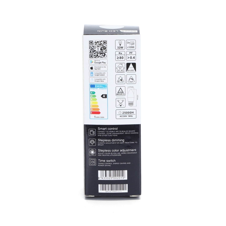 Lâmpada LED RGBW com regulação C37 E27/5W/230V 3000-6500K Wi-Fi - Aigostar