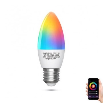 Lâmpada LED RGBW com regulação C37 E27/7W/230V 3000-6500K Wi-Fi - Aigostar