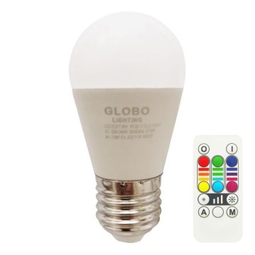 Lâmpada LED RGBW com regulação E27/6W/230V 3000K + comando - Globo