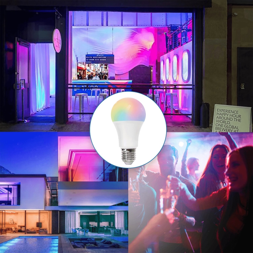 Lâmpada LED RGBW com regulação E27/8W/230V 3000K + comando - Aigostar