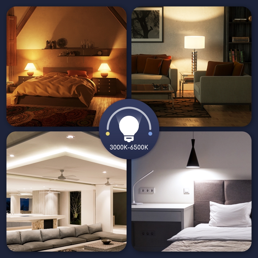 Lâmpada LED RGBW com regulação G45 E14/7W/230V 3000-6500K Wi-Fi - Aigostar