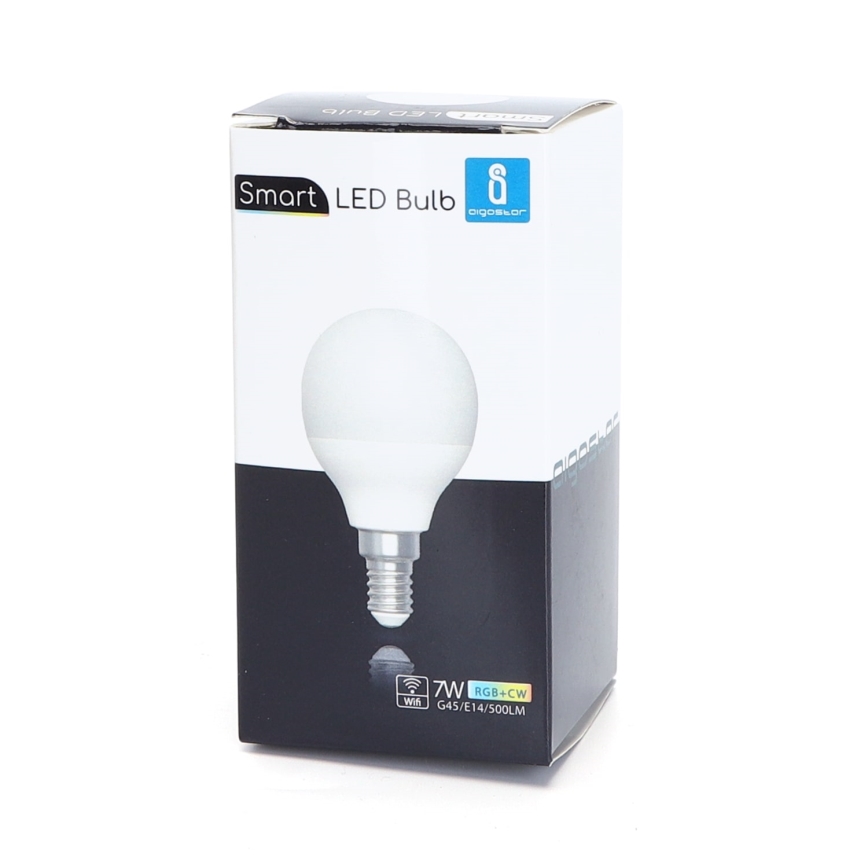 Lâmpada LED RGBW com regulação G45 E14/7W/230V 3000-6500K Wi-Fi - Aigostar