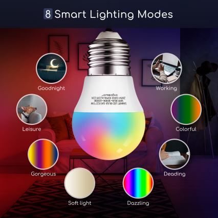 Lâmpada LED RGBW com regulação G45 E27/5W/230V 3000-6500K Wi-Fi - Aigostar
