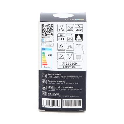 Lâmpada LED RGBW com regulação G45 E27/5W/230V 3000-6500K Wi-Fi - Aigostar