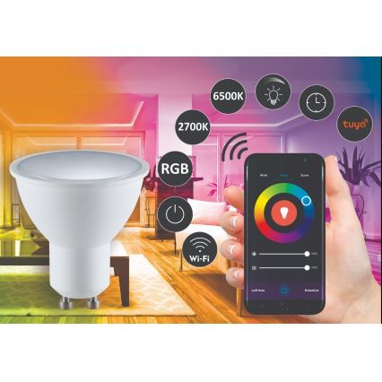 Lâmpada LED RGBW com regulação G45 GU10/5,5W/230V 2700-6500K Wi-Fi Tuya