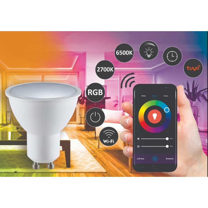 Lâmpada LED RGBW com regulação G45 GU10/5,5W/230V 2700-6500K Wi-Fi Tuya