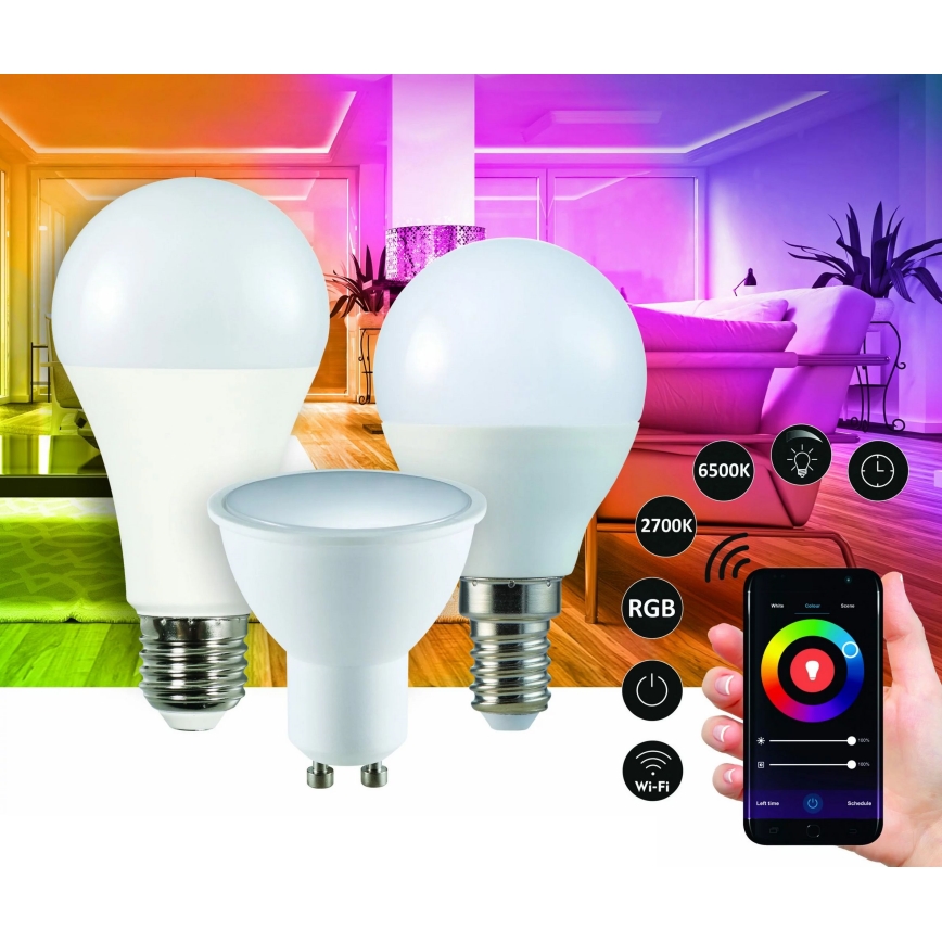 Lâmpada LED RGBW com regulação G45 GU10/5,5W/230V 2700-6500K Wi-Fi Tuya