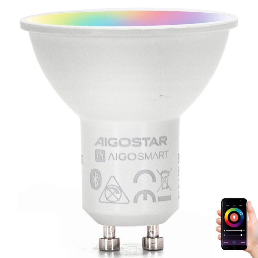 Lâmpada LED RGBW com regulação GU10/4,9W/230V 2700-6500K - Aigostar