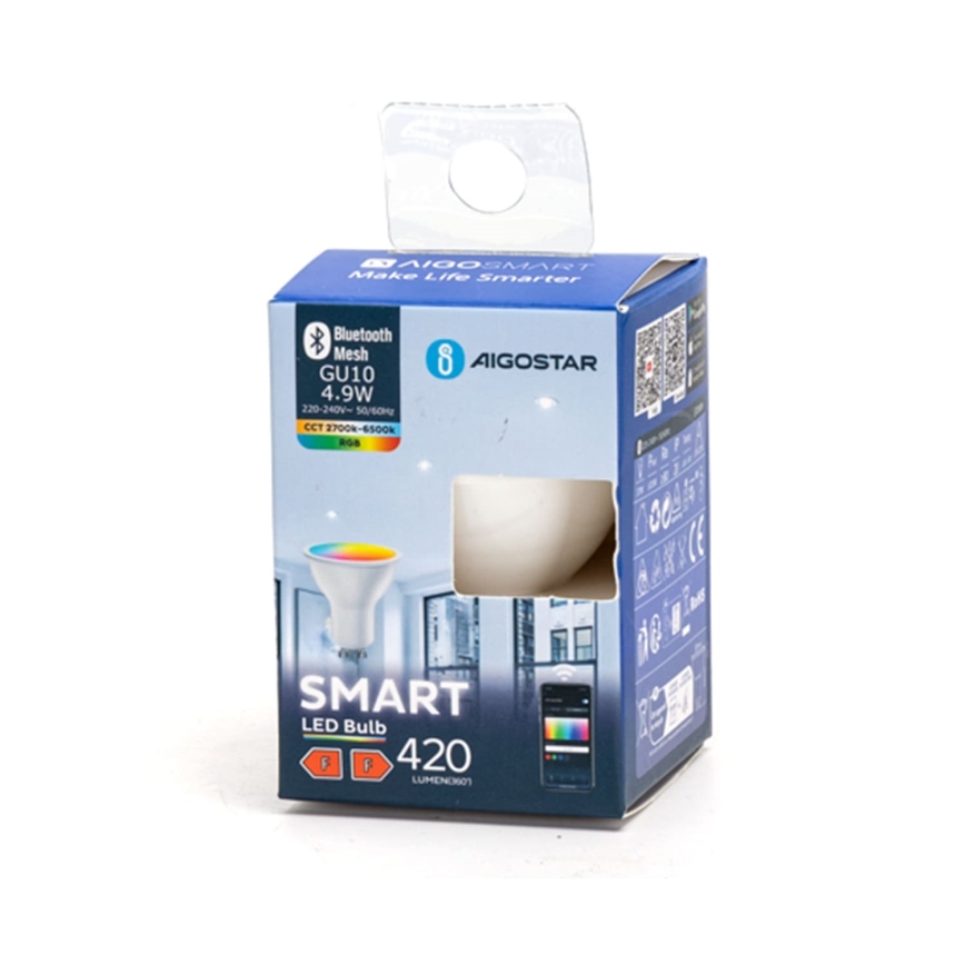 Lâmpada LED RGBW com regulação GU10/4,9W/230V 2700-6500K - Aigostar