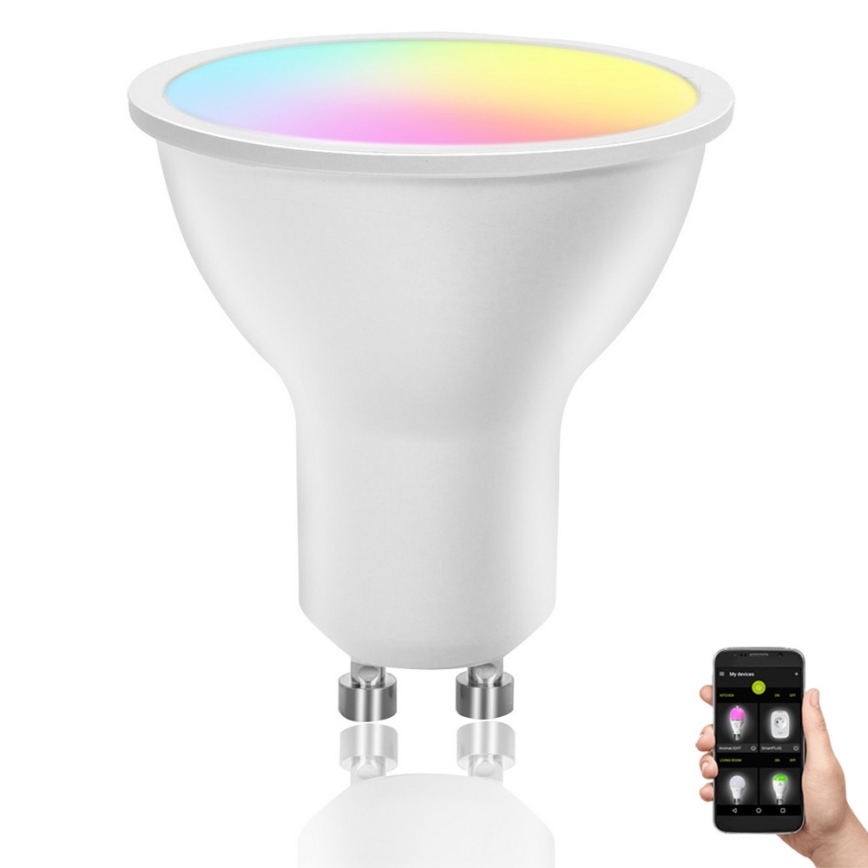 Lâmpada LED RGBW com regulação GU10/6,5W/230V 2700-6500K Wi-Fi - Aigostar