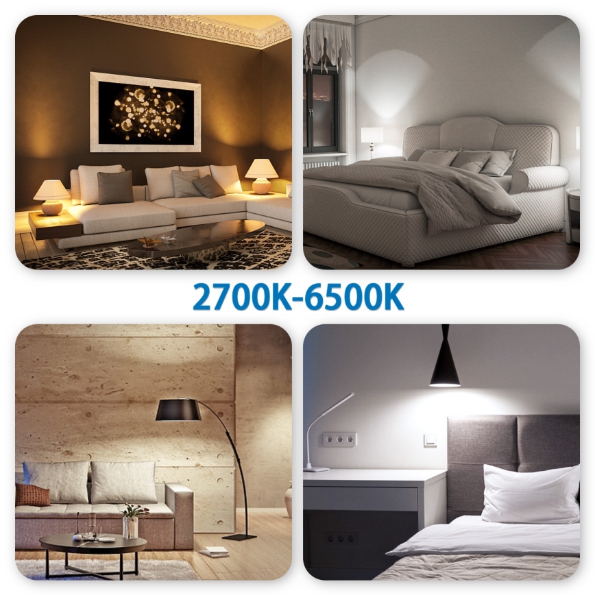 Lâmpada LED RGBW com regulação GU10/6,5W/230V 2700-6500K Wi-Fi - Aigostar