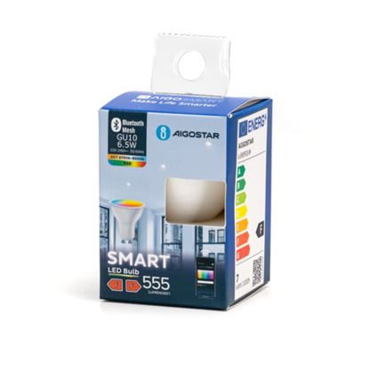 Lâmpada LED RGBW com regulação MESH Inteligente GU10/6,5W/230V 2700-6500K - Aigostar