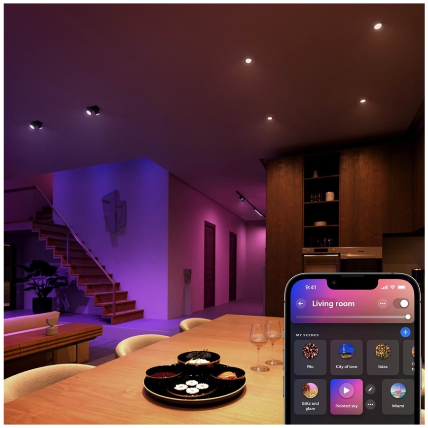 Lâmpada LED RGBW com regulação Philips Hue White And Color Ambiance GU5,3/MR16/6,3W/12V 2000-6500K