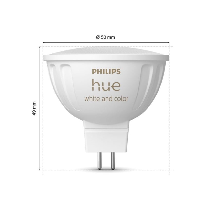 Lâmpada LED RGBW com regulação Philips Hue White And Color Ambiance GU5,3/MR16/6,3W/12V 2000-6500K