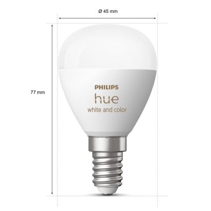 Lâmpada LED RGBW com regulação Philips Hue White And Color Ambiance P45 E14/5,1W/230V 2000-6500K
