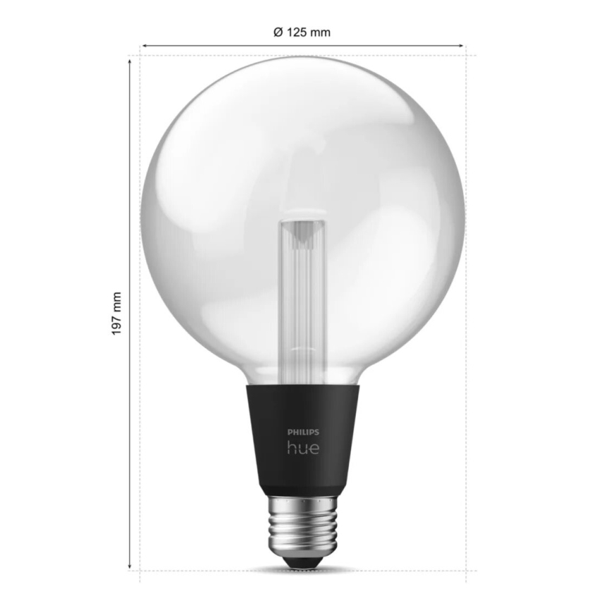 Lâmpada LED RGBW com regulação Philips Hue White And Color Ambiance G125 E27/6,8W/230V 2000-6500K