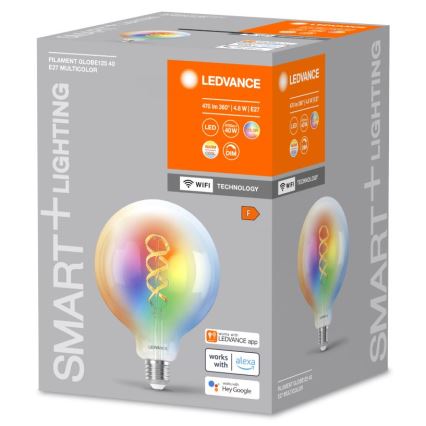 Lâmpada LED RGBW com regulação SMART+ FILAMENT E27/4,8W/230V 2700-6500K Wi-Fi - Ledvance