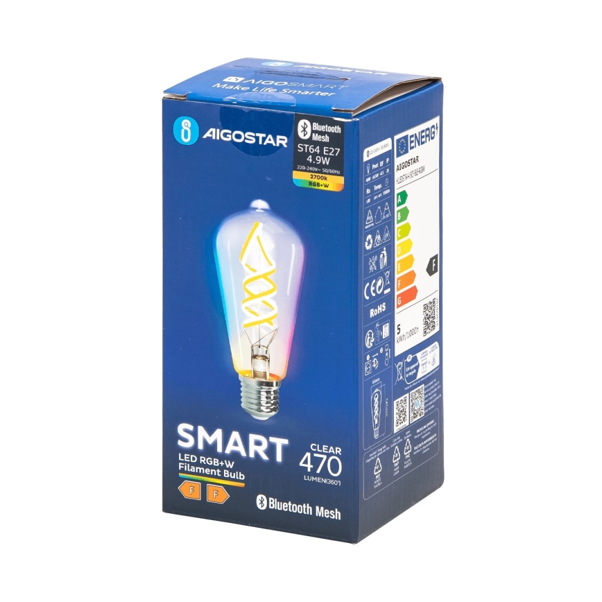 Lâmpada LED RGBW com regulação FILAMENT MESH Inteligente ST64 E27/4,9W/230V 2700K - Aigostar