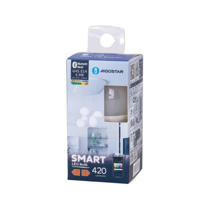 Lâmpada LED RGBW com regulação G45 E14/4,9W/230V 2700-6500K - Aigostar