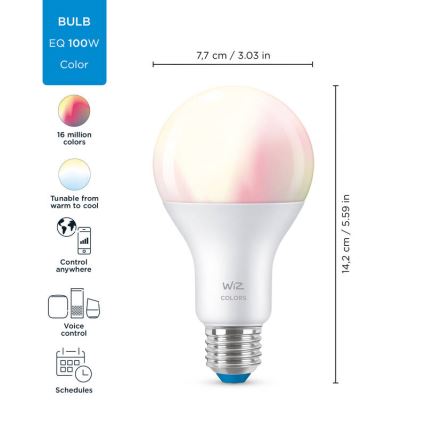 Lâmpada LED RGBW regulável A67 E27/13W/230V 2200-6500K CRI 90 Wi-Fi -WiZ