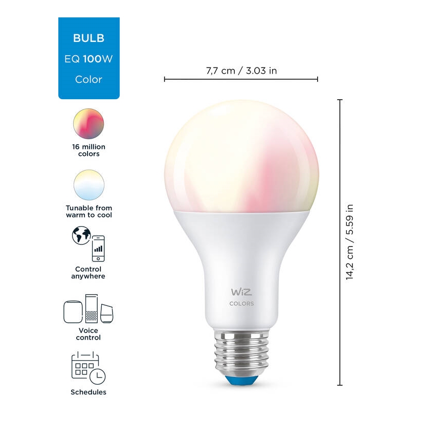 Lâmpada LED RGBW regulável A67 E27/13W/230V 2200-6500K CRI 90 Wi-Fi -WiZ