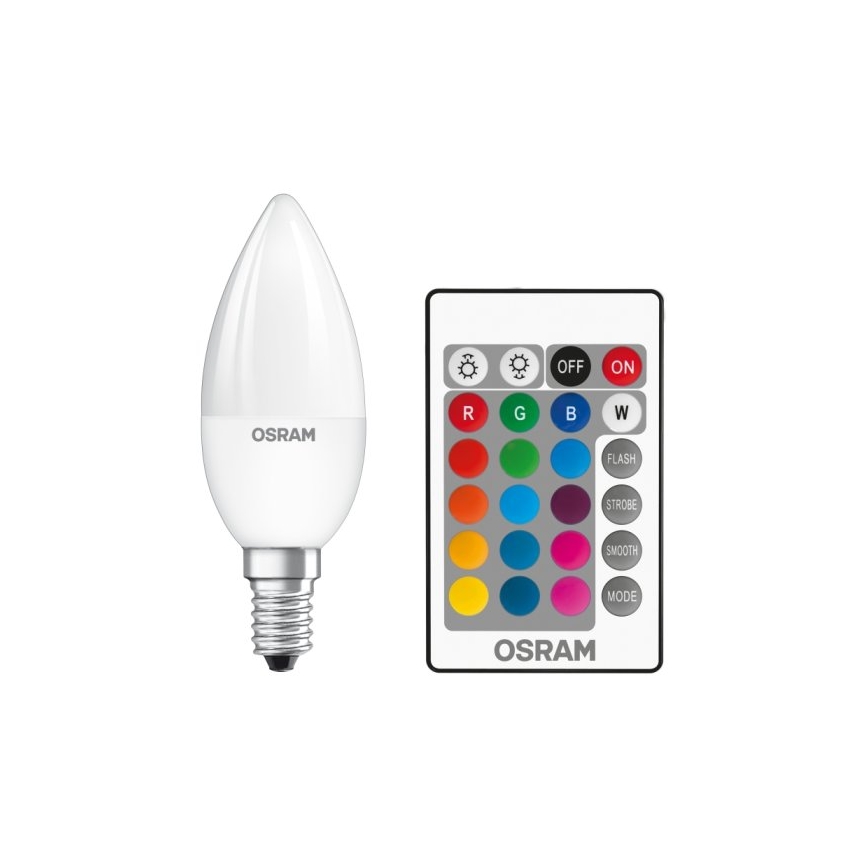 Lâmpada LED RGBW regulável STAR E14/4,5W/230V 2700K + controlo remoto - Osram