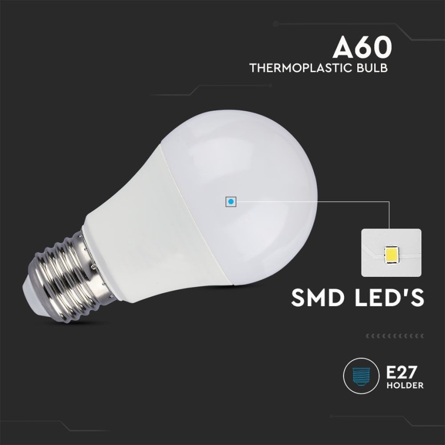 Lâmpada LED SAMSUNG CHIP A60 E27/8,5W/230V 3000K